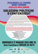 Acqua: Assemblea pubblica domenica 17 maggio ore 16 Sala consiliare Comune di Rieti
